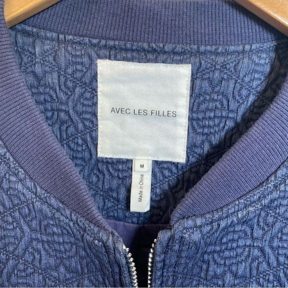 Avec Les Filles quilted zip navy bomber jacket size medium - Picture 8 of 11
